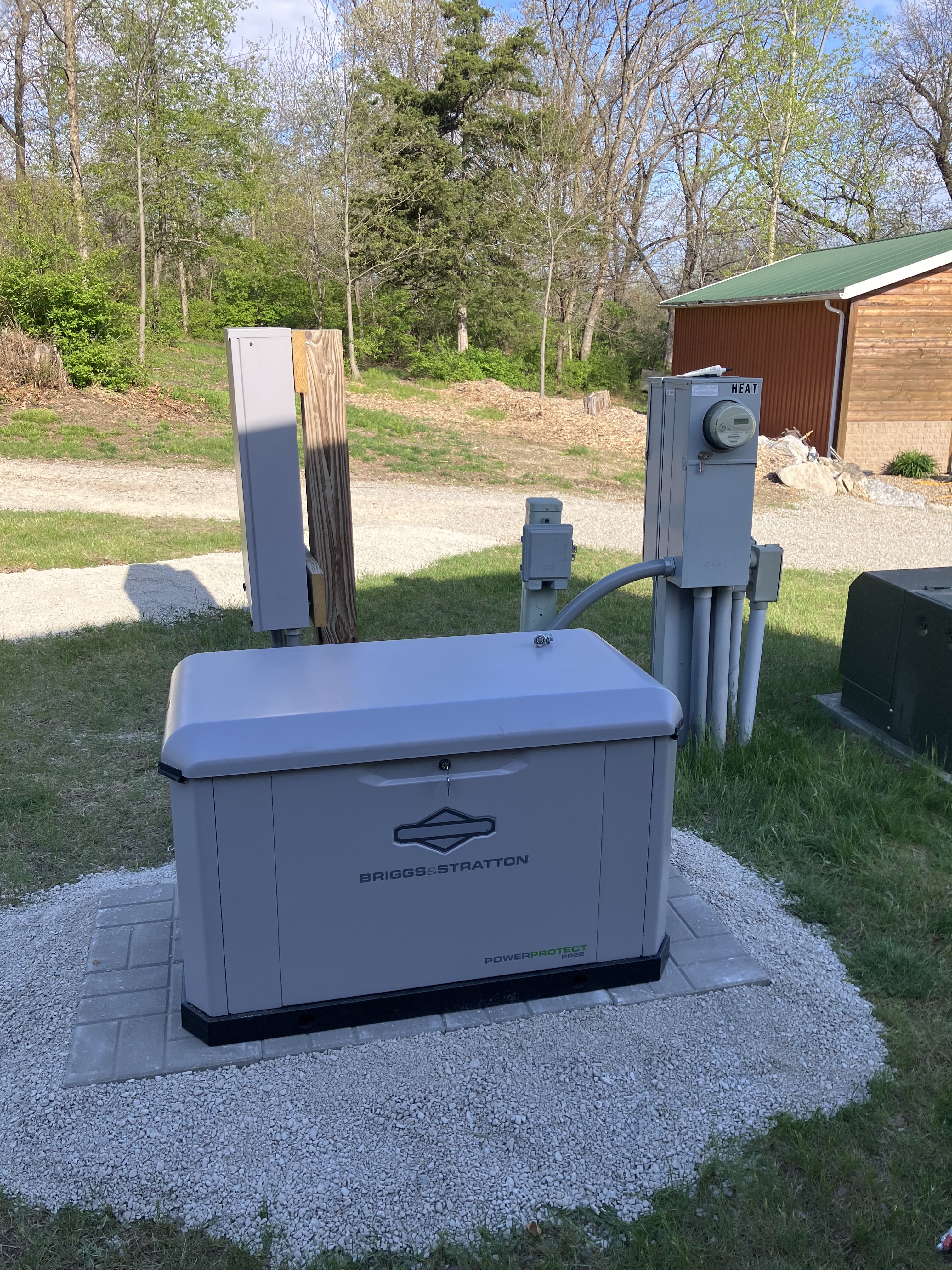 Benton County Iowa standby generator installed on gravel pad